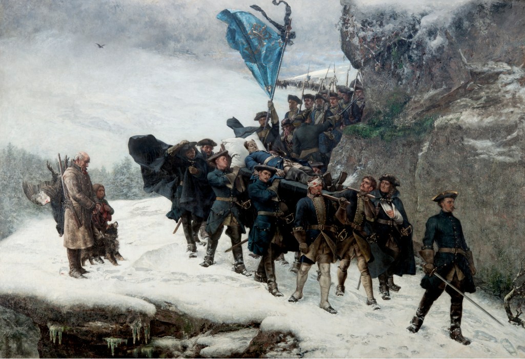 Trayendo a casa el cuerpo del rey Carlos XII de&nbsp;Suecia